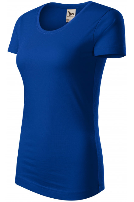 Dámske tričko, organická bavlna, kráľovská modrá, lacné tričká s krátkymi rukávmi
