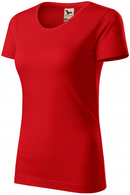 Dámske tričko, štruktúrovaná organická bavlna, červená, lacné jednofarebné tričká
