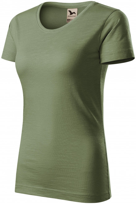 Dámske tričko, štruktúrovaná organická bavlna, khaki, lacné tričká s krátkymi rukávmi