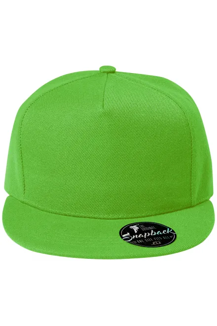 Lacná 5-panelová šiltovka s plochým šiltom - jablkovo zelená, nastaviteľná