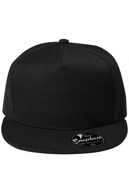 Lacná 5-panelová šiltovka s plochým šiltom - čierna, nastaviteľná