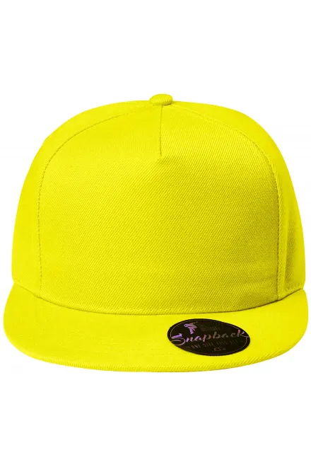 Lacná 5-panelová šiltovka s plochým šiltom - citrónová, nastaviteľná