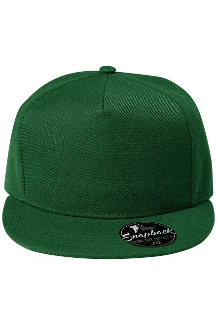 Lacná 5-panelová šiltovka s plochým šiltom - fľaškovozelená, nastaviteľná