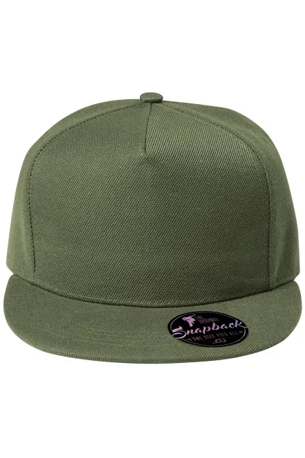 Lacná 5-panelová šiltovka s plochým šiltom - khaki, nastaviteľná