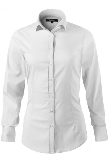 Lacná dámska blúzka s dlhým rukávom slim fit - biela, L