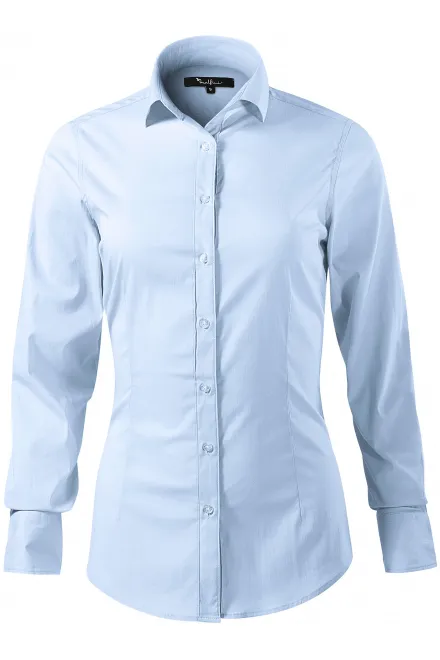 Lacná dámska blúzka s dlhým rukávom slim fit - svetlo modrá, L