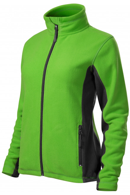Lacná dámska fleecová bunda kontrastná, jablkovo zelená, lacné dámske bundy