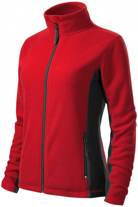 Lacná dámska fleecová bunda kontrastná, červená