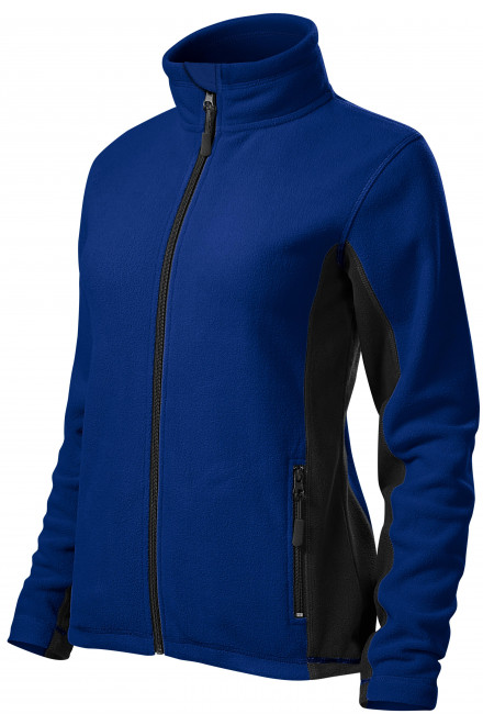 Lacná dámska fleecová bunda kontrastná, kráľovská modrá, lacné mikiny