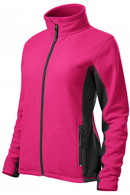 Lacná dámska fleecová bunda kontrastná, purpurová, lacné ružové mikiny