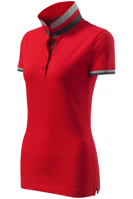 Lacná dámska polokošeľa s golierom hore, formula červená, lacné tričká s krátkymi rukávmi
