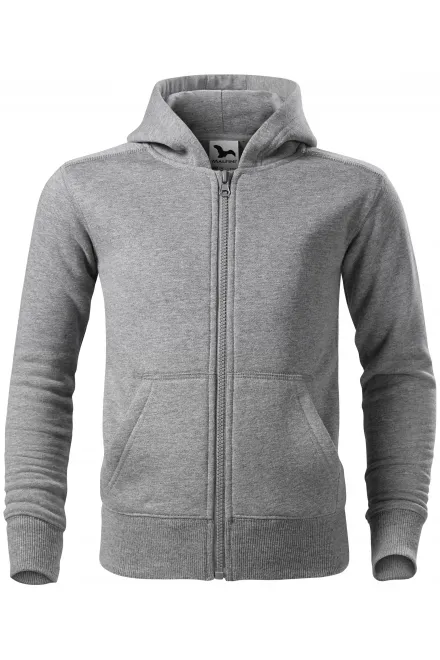 Lacná detská mikina s kapucňou, tmavosivý melír