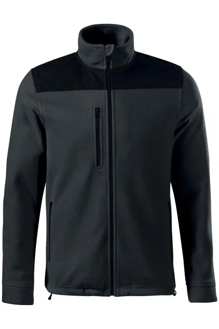 Lacná hrejivá unisex fleecová bunda - ebenovo šedá, XL