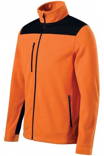 Lacná hrejivá unisex fleecová bunda, oranžová, lacné mikiny so zipsom