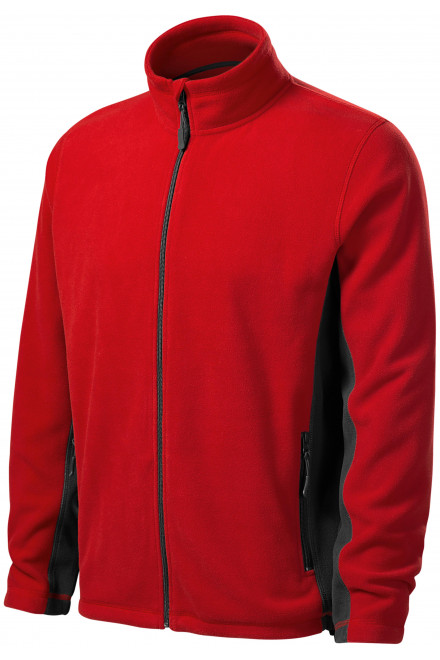 Lacná pánska fleecová bunda kontrastná, červená, lacné mikiny