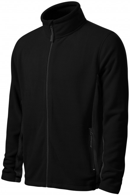 Lacná pánska fleecová bunda kontrastná, čierna, lacné pánske mikiny