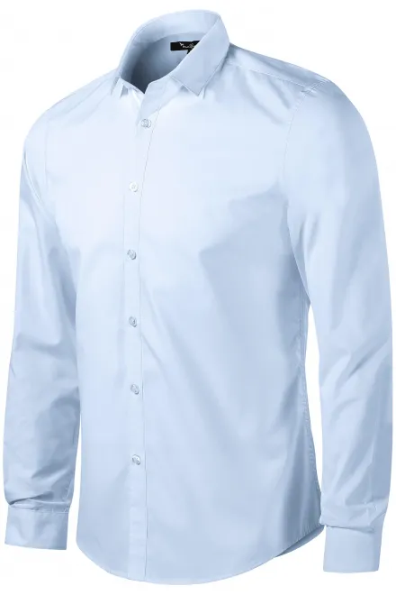 Lacná pánska košeľa s dlhým rukávom slim fit, svetlo modrá