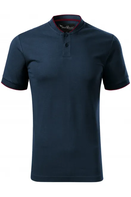 Lacná pánska polokošeľa s bomber golierom, tmavomodrá