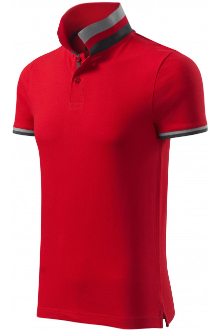 Lacná pánska polokošeľa s golierom hore, formula červená, lacné bavlnené tričká