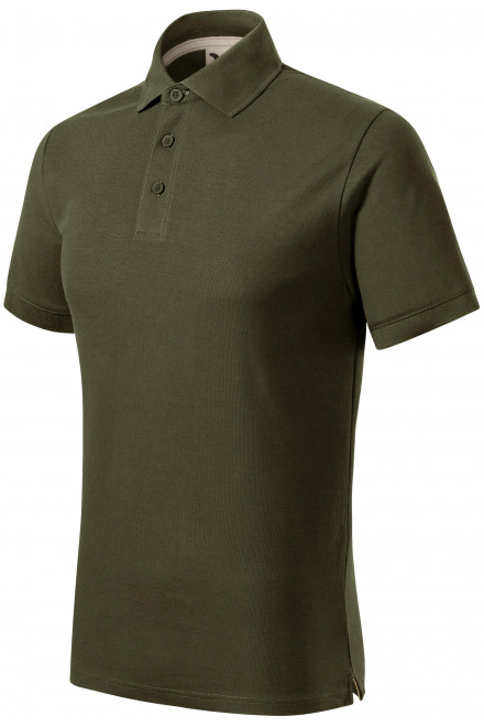 Lacná pánska polokošeľa z organickej bavlny, military, lacné jednofarebné tričká