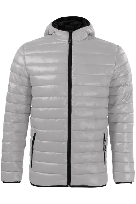 Lacná pánska prešívaná bunda - strieborná sivá, M