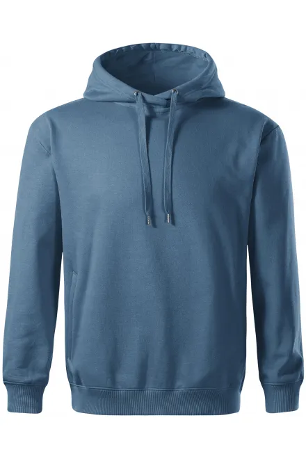 Lacná pohodlná pánska mikina s kapucňou, denim