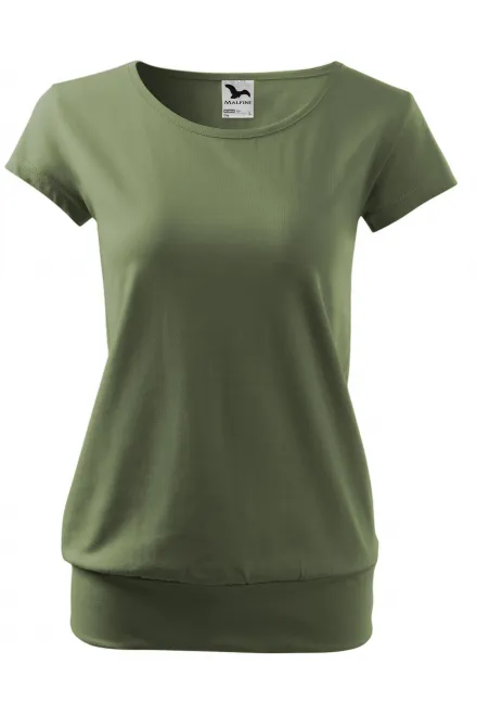Lacné dámske trendové tričko - khaki, 3XL