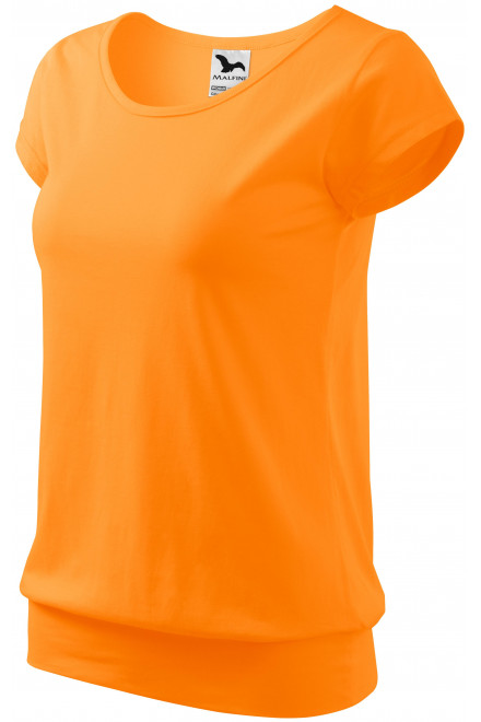 Lacné dámske trendové tričko, mandarínková oranžová, lacné bavlnené tričká