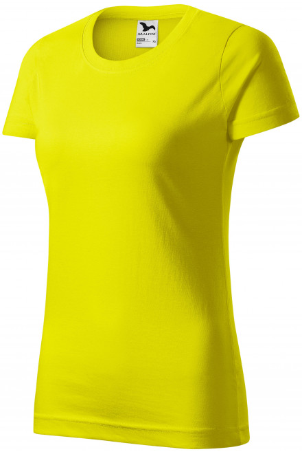 Lacné dámske tričko jednoduché, citrónová