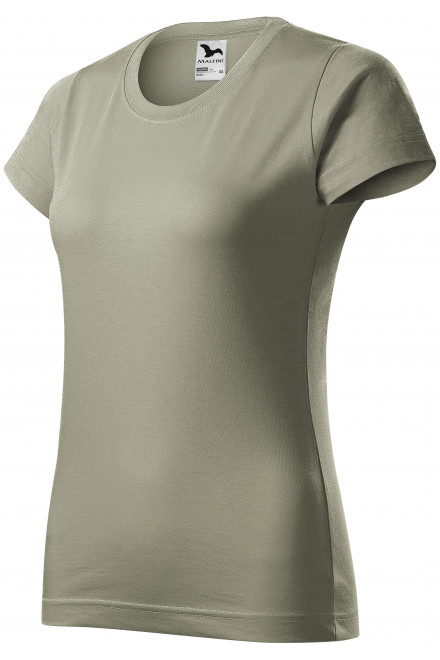 Lacné dámske tričko jednoduché, svetlá khaki