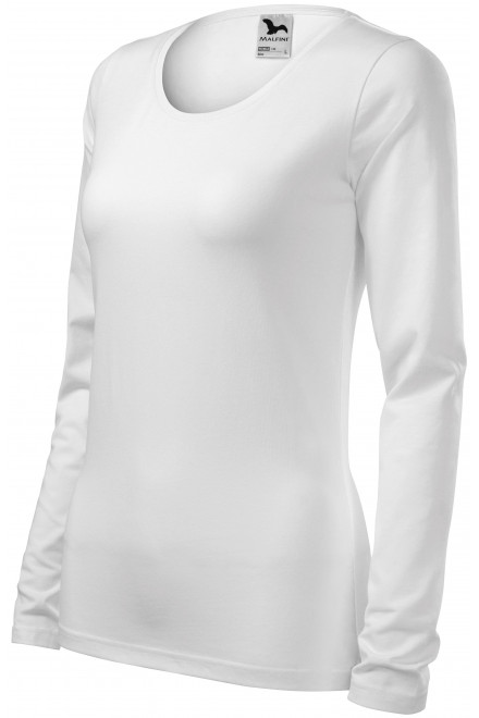 Lacné dámske tričko priliehavé s dlhým rukávom, biela, lacné dámske tričká