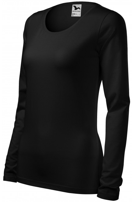 Lacné dámske tričko priliehavé s dlhým rukávom, čierna, lacné tričká s dlhými rukávmi