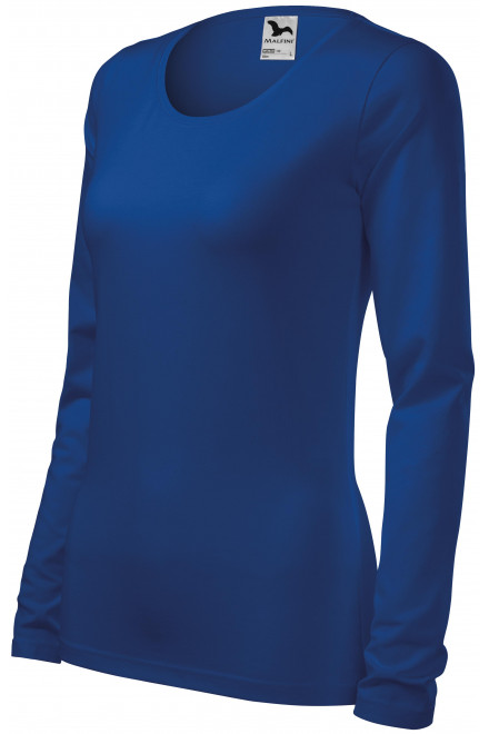 Lacné dámske tričko priliehavé s dlhým rukávom, kráľovská modrá, lacné dámske tričká
