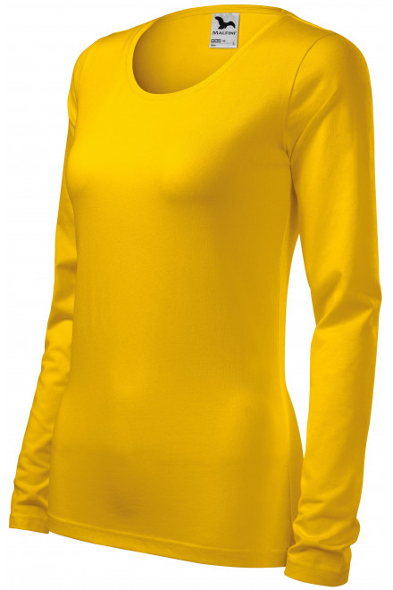 Lacné dámske tričko priliehavé s dlhým rukávom, žltá