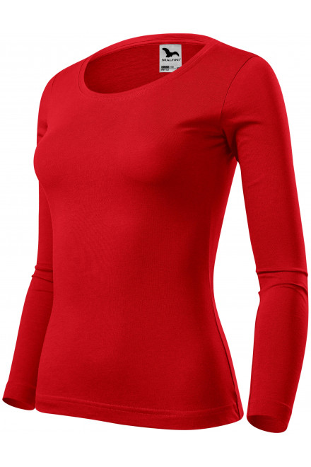 Lacné dámske tričko s dlhými rukávmi, červená, lacné dámske tričká