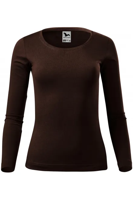 Lacné dámske tričko s dlhými rukávmi - kávová, XS