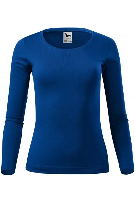 Lacné dámske tričko s dlhými rukávmi - kráľovská modrá, XS