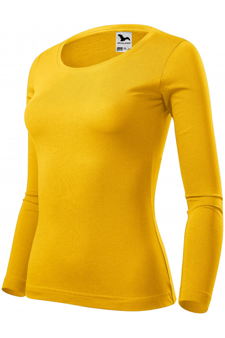 Lacné dámske tričko s dlhými rukávmi, žltá, lacné dámske tričká