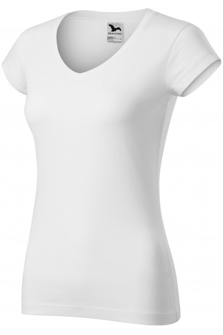 Lacné dámske tričko s V-výstrihom zúžené, biela, lacné biele tričká