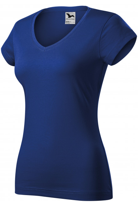 Lacné dámske tričko s V-výstrihom zúžené, kráľovská modrá