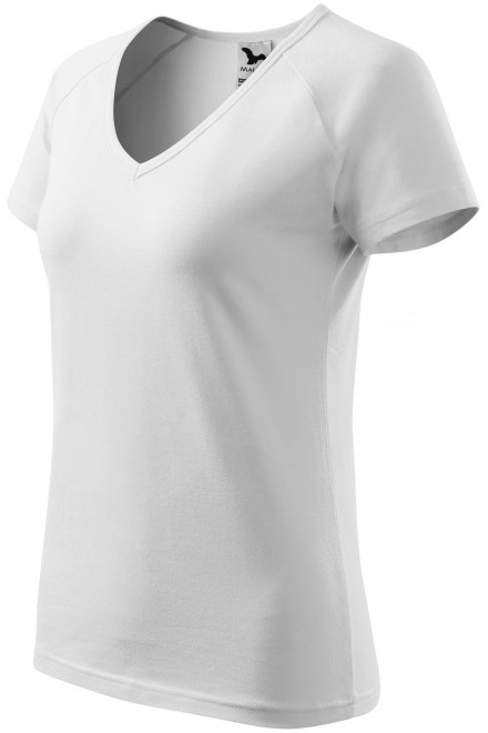Lacné dámske tričko zúžene, raglánový rukáv, biela, lacné tričká
