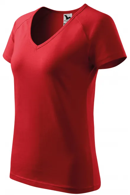 Lacné dámske tričko zúžene, raglánový rukáv, červená