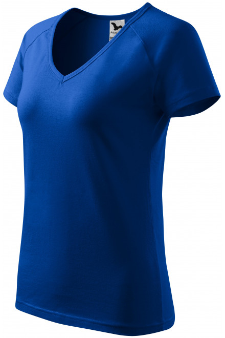 Lacné dámske tričko zúžene, raglánový rukáv, kráľovská modrá, lacné bavlnené tričká