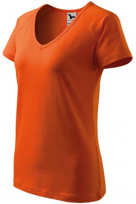 Lacné dámske tričko zúžene, raglánový rukáv, oranžová, lacné tričká s krátkymi rukávmi