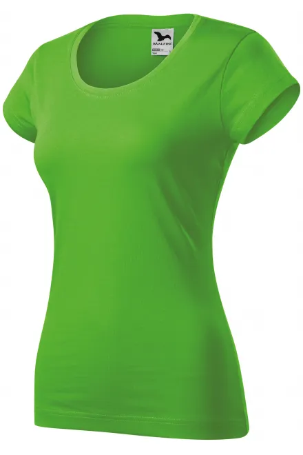 Lacné dámske tričko zúžené s okrúhlym výstrihom, jablkovo zelená