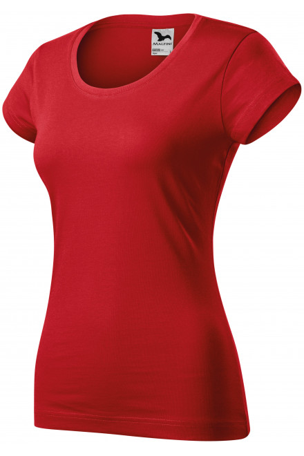 Lacné dámske tričko zúžené s okrúhlym výstrihom, červená, lacné bavlnené tričká