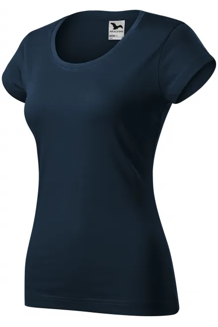 Lacné dámske tričko zúžené s okrúhlym výstrihom, tmavomodrá