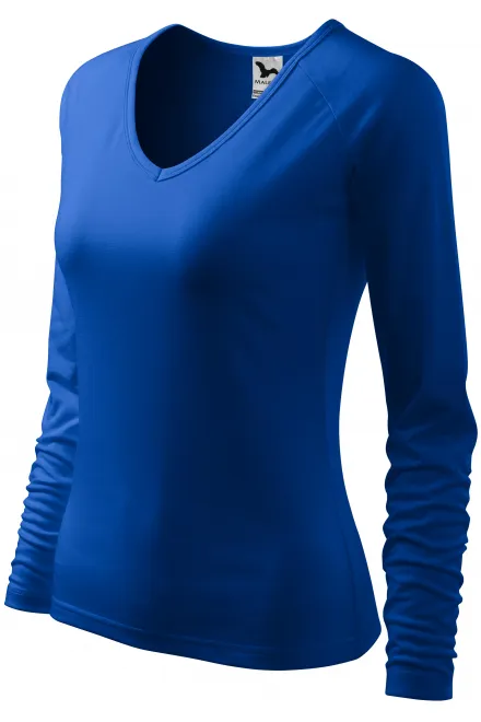 Lacné dámske tričko zúžené, V-výstrih, kráľovská modrá