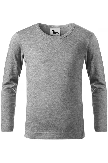 Lacné detské tričko s dlhým rukávom - tmavosivý melír, 158 cm / 12 rokov