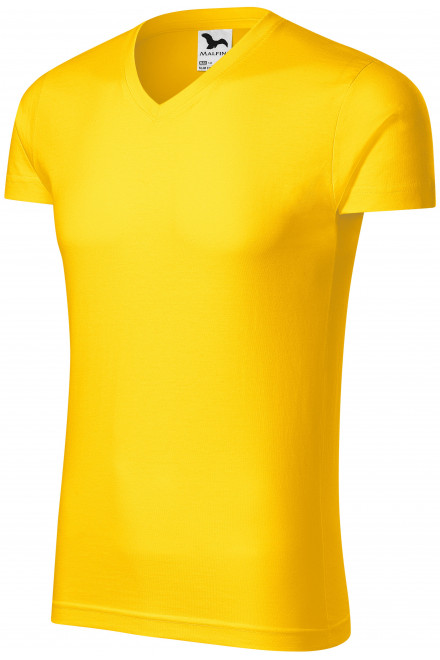 Lacné pánske priliehavé tričko, žltá